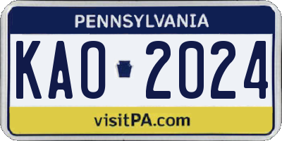PA license plate KAO2024
