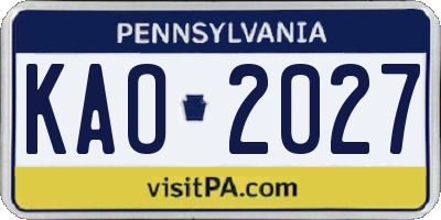 PA license plate KAO2027