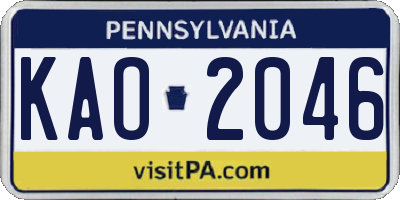 PA license plate KAO2046