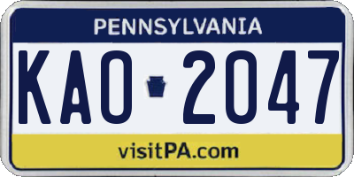 PA license plate KAO2047