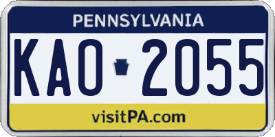 PA license plate KAO2055