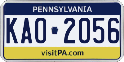PA license plate KAO2056