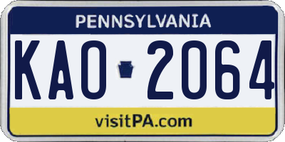 PA license plate KAO2064