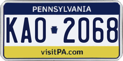 PA license plate KAO2068