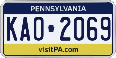 PA license plate KAO2069