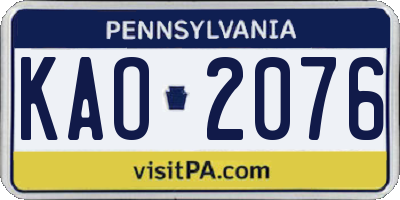 PA license plate KAO2076