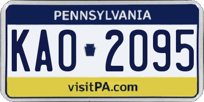 PA license plate KAO2095