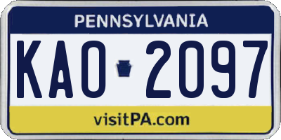 PA license plate KAO2097