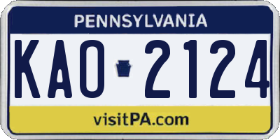 PA license plate KAO2124