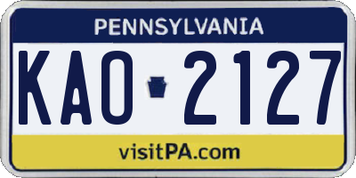 PA license plate KAO2127