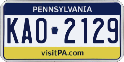 PA license plate KAO2129