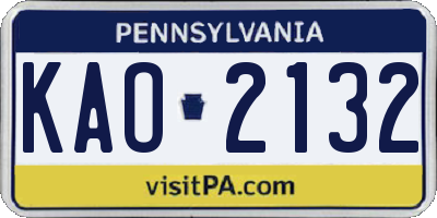 PA license plate KAO2132