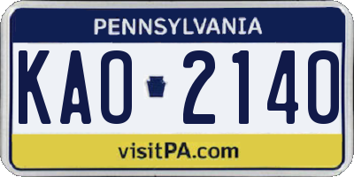 PA license plate KAO2140