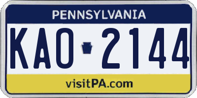 PA license plate KAO2144