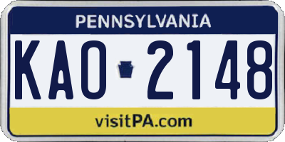 PA license plate KAO2148
