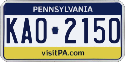 PA license plate KAO2150