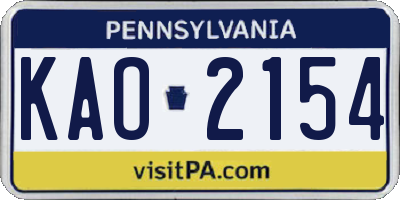 PA license plate KAO2154