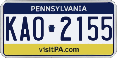 PA license plate KAO2155