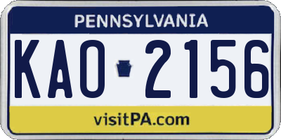 PA license plate KAO2156