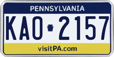 PA license plate KAO2157