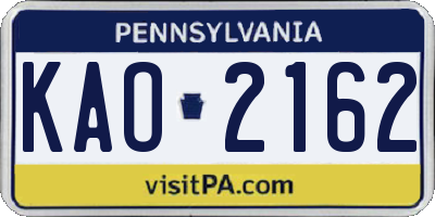 PA license plate KAO2162