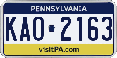 PA license plate KAO2163