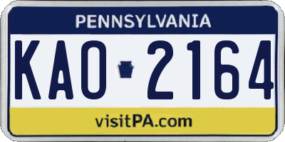 PA license plate KAO2164