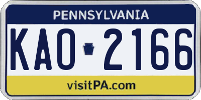 PA license plate KAO2166