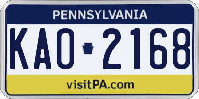 PA license plate KAO2168