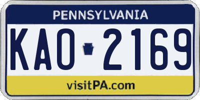 PA license plate KAO2169