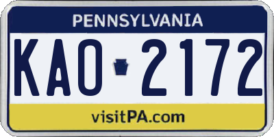 PA license plate KAO2172