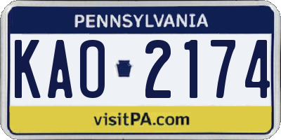PA license plate KAO2174