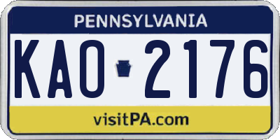PA license plate KAO2176