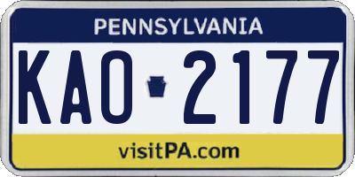 PA license plate KAO2177