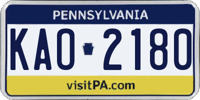 PA license plate KAO2180