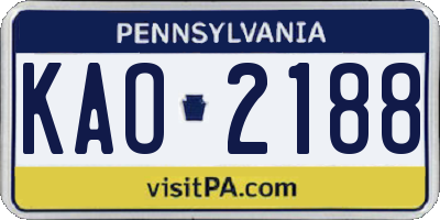 PA license plate KAO2188