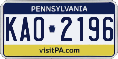 PA license plate KAO2196
