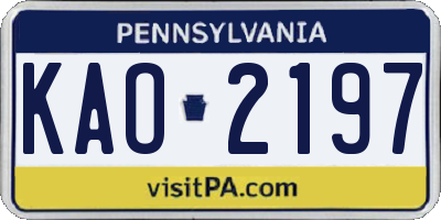 PA license plate KAO2197