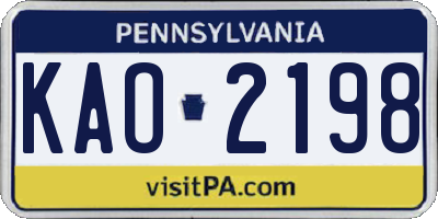 PA license plate KAO2198