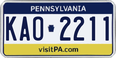 PA license plate KAO2211