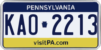 PA license plate KAO2213