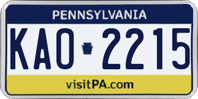 PA license plate KAO2215