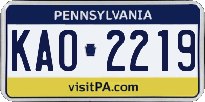 PA license plate KAO2219