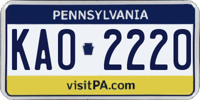 PA license plate KAO2220