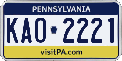 PA license plate KAO2221