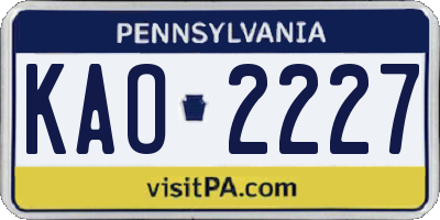PA license plate KAO2227