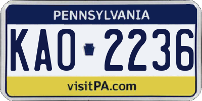 PA license plate KAO2236