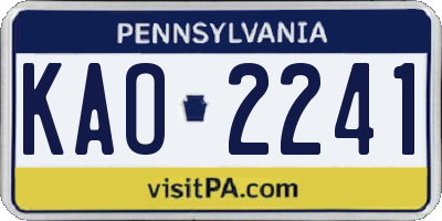 PA license plate KAO2241