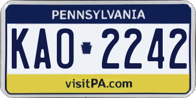 PA license plate KAO2242