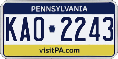 PA license plate KAO2243